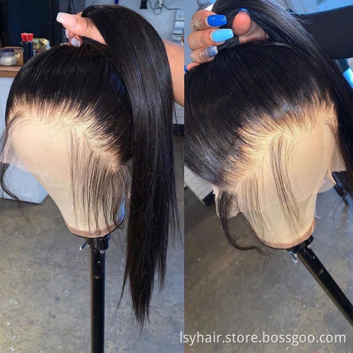 Straight Human Hair Wig 100% Hand Tied Can Be Bleached High Ponytail Glueless Pre Plucked with Baby Hair Wholesale Full Lace